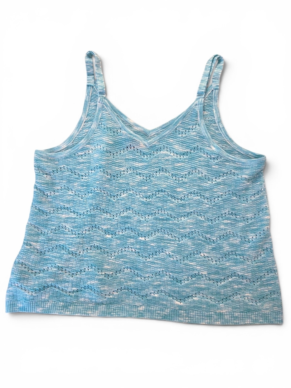 Torrid Aqua Blue Chevron Pointelle Knit Cami Tank Top Size 2 - Picture 4 of 11